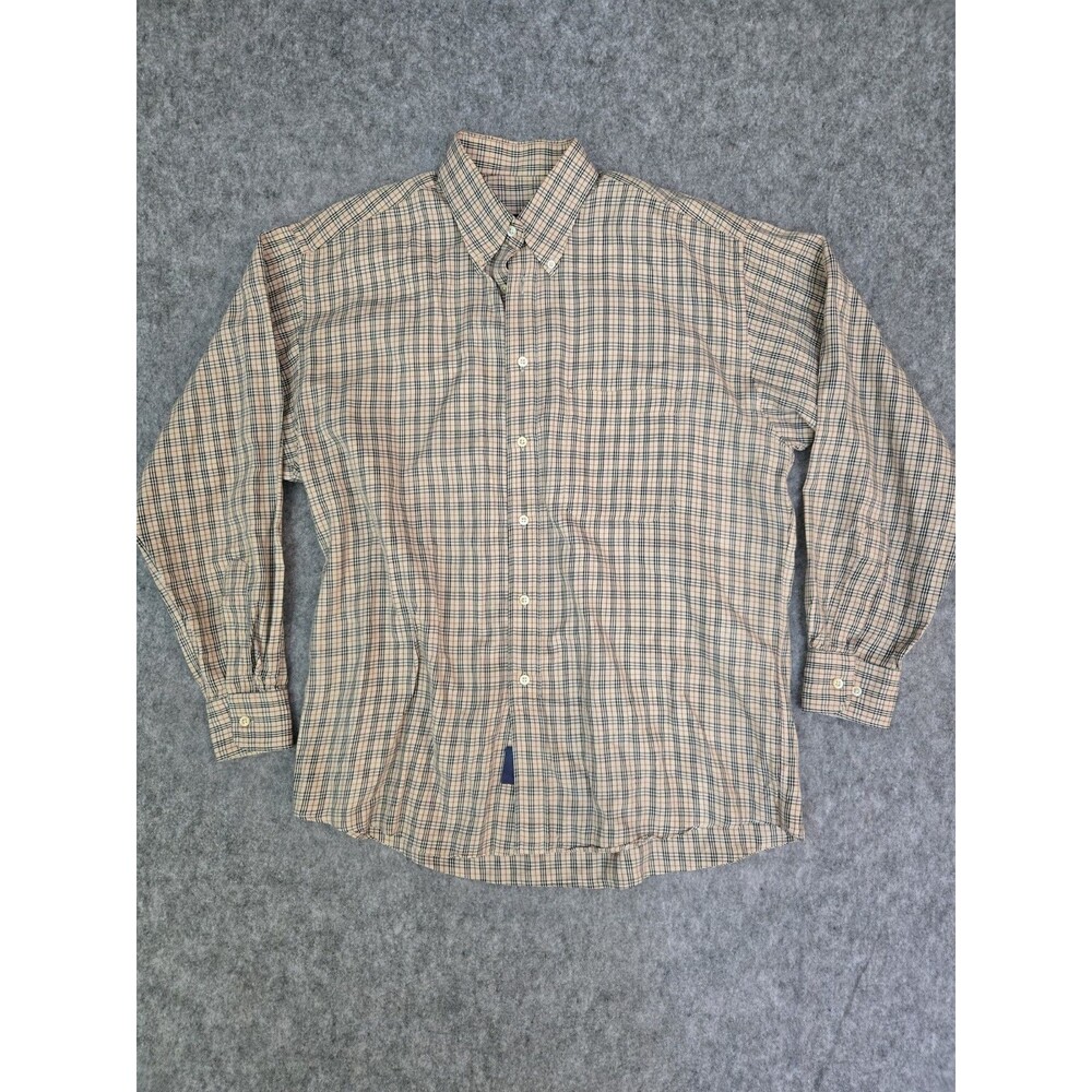 Burberry London Men’s L Nova Check Plaid Cotton Button Down Shirt Made in USA